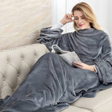 1pc Luxurious Oversized Wearable Blanket with Cozy Sleeves and Handy Pockets - Super Soft, Warm Snuggle Comfort for Home, Office, and Travel Use