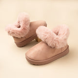 Girls Winter Fashion Suede Suede Suede Solid Color Velvet Warm Lassoed Casual Snow Boots, Outdoor