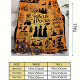 Hocus Pocus Themed Flannel Blanket - Contemporary All-Season Hypoallergenic Digital Print Bedding, Soft Comfortable Multipurpose Knitted Throw, Machine Washable Polyester Sofa Nap Shawl Blanket