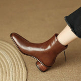 Brown Women  Autumn And Winter New Fleece Thick French Leather Short Boots Kq8