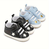 Spring and Autumn Style 0-18 Months Baby Boys and Girls Learning Shoes PU Soft Bottom Anti-slip Hook-and-loop Fastener Star Sports Shoes