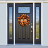 Charming Fall Welcome Wreath - 16" Pumpkin & Autumn Leaves Design, Perfect for Thanksgiving & Halloween Decor, Easy-to-Hang Fabric Door Accent