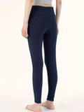 1pc Women's High-Waisted Thermal Fleece-Lined Leggings - Ultra Stretch Slim Fit Knitted Tights - Embroidered Fashion Bottoms
