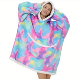 1pc Cozy Wearable Sherpa Blanket Hoodie with Sleeves - Wearable Blankets with Oversized Hood, Fluffy Comfy Flannel, and Snuggle Design - Perfect Gift for Birthdays, Christmas, Valentine's Day, and Other Festivals and Anniversaries