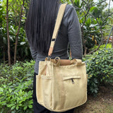 Large Canvas Tote Bag with Multiple Pockets for Women & Men, Cute Crossbody Shoulder Bag Casual Hobo Messenger Purse Handbag