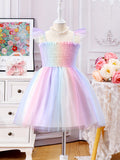 Vibrant Princess Dress - Delicate Tulle Pleats, Adjustable Spaghetti Strap, Breathable Mesh Fabric - Perfect for Little Girls Summer Weddings, Parties, and Birthdays