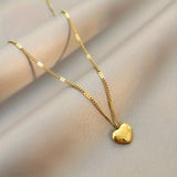 Elegant Love Heart Necklace - Stainless Steel With Luxurious Finish, Ideal For Everyday Gifting