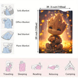 Disney Marvel Guardians of the For Galaxy Groot Cartoon Flannel Throw Blanket - Versatile All-Season Cozy Warmth for Bedroom, Living Room, and Office