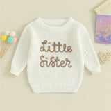 Baby Girl Christmas Sweaters Cute Long Sleeve Letter Embroidery Knit Pullover Infant Tops