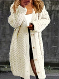 Chic Plus Size Cozy Cable Knit Cardigan - Button-Up Long Sleeve, Versatile Everyday Sweater for Full-Figured Women