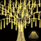 Christmas Lights Outdoor Icicle Lights Snowfall Meteor Shower Rain Light Christmas LED Decoration Falling Drop String Light 8 Tubes 288 LEDs