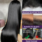 250% Plus Density 13X4 HD Lace Front Wigs Straight Lace Front Wig 100% Brazilian Human Hair 13X4 Full Edges Swiss HD Pre Plucked Lace Wig With Baby Hair Natural Black Wig For Daily Wear