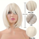 Chic 130% Density Blonde Bob Wig with Bangs for Women: Realistic Scalp, Comfort Rose Net Cap, Ideal for Daily and Party Use