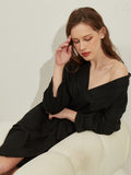 Women's Solid Waffle Lounge Robe - Casual, Long Sleeve, V Neck, Pocketed, With Belt, Soft and Cozy Loungewear for Relaxation