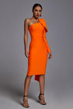 goosudu Abbey Orange One Shoulder Bandage Dress