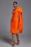 goosudu Abbey Orange One Shoulder Bandage Dress