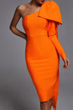 goosudu Abbey Orange One Shoulder Bandage Dress