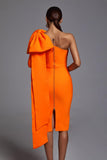 goosudu Abbey Orange One Shoulder Bandage Dress