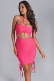 goosudu Antinea Hot Pink Cutout Mini Dress