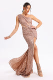 goosudu Constance Sequins Side Slit Maxi Dress