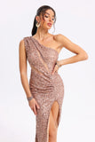 goosudu Constance Sequins Side Slit Maxi Dress