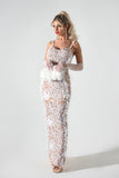 goosudu Wenda Feather Sequin Maxi Dress