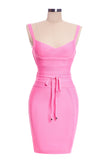 goosudu Bodycon Bandage Mini Dress - Pink