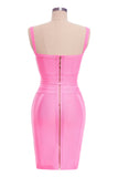 goosudu Bodycon Bandage Mini Dress - Pink