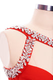 goosudu Rhinestone One Shoulder Bandage Cocktail Dress - Red