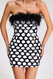 goosudu Mune Sequin Feather Mini Dress