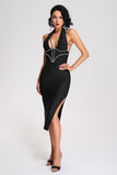 goosudu Rosie Diamante Halter Midi Bandage Dress