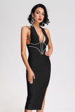 goosudu Rosie Diamante Halter Midi Bandage Dress