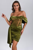 goosudu Elasa Velvet Corset Mini Dress - Green