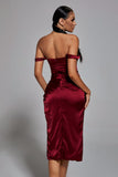 GOOSUDU Fantasia Off Shoulder Dress In Wine