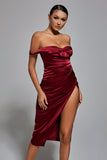 GOOSUDU Fantasia Off Shoulder Dress In Wine