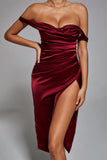 GOOSUDU Fantasia Off Shoulder Dress In Wine