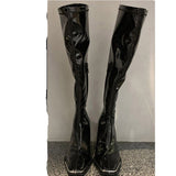 goosudu Fashion New Fashion Women Boots Metal Square Toe Over the Knee Women Boots High Heel Boots Autumn Winter Warm Women Boots
