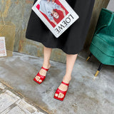 woloong New Popular Personality Clip Toe Square Head Leather Women Slippers Fashion Stiletto Heels Elegant Dress Shoes