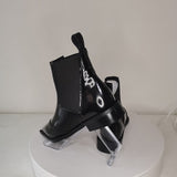New Women Ankle Boots plus size 22-26.5cm Cow patent leather Chelsea boots Low-heeled fashion all-match black boots