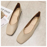 woloong New Spring Flats Shoes Women Wooden Low Heel Ballet Square Toe Shallow Brand Shoe Slip On Loafer zapatos de mujer big size 35-41