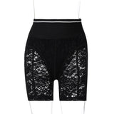 goosudu  Hugcitar  Solid Lace Zip Up Bodycon Leggings Short Pants Summer Women Sexy Streetwear Tracksuit