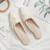 woloong nian Summer New Tip Flat Mule Lazy Baotou ban tuo xie Female Outer Wear Wild womens slippers