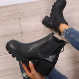 woloong  New Women Ankle Boots Crystal Rhinestone Slip On Platform PU Leather Women's Booties Spring Autumn Females Footwear Plus Si