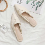 woloong nian Summer New Tip Flat Mule Lazy Baotou ban tuo xie Female Outer Wear Wild womens slippers