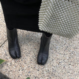 goosudu Luxury Brand Designer Split Toe Ankle Boots New Fashion Chunky Round High Heels Women Boots Winter Tabi Shoes Short Boots