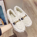 woloong  Autumn and Winter New Outdoor Home Indoor Wool Bag with Cotton Shoes Anti Slip Warm Lady Beans Shoes