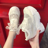 NEW Classic Women Mesh Platform Sneakers Trainers White Shoes High Heels Wedges Outdoor Shoes Breathable Casual Shoes Woman