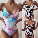 goosudu V Neck Female Swimwear One Piece Swimsuit Women Backless Monokini Sexy Bather Plus size High cut Bathing Suit Swim Bodysuit