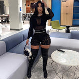 goosudu  Hugcitar  Solid Lace Zip Up Bodycon Leggings Short Pants Summer Women Sexy Streetwear Tracksuit