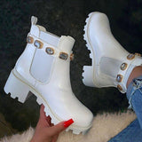 woloong  New Women Ankle Boots Crystal Rhinestone Slip On Platform PU Leather Women's Booties Spring Autumn Females Footwear Plus Si